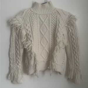 Coach Cream Cable Knit Turtleneck Sweater